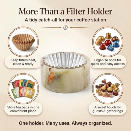 Marble Coffee Filter Holder 6 inch Handmade Green - Image 5