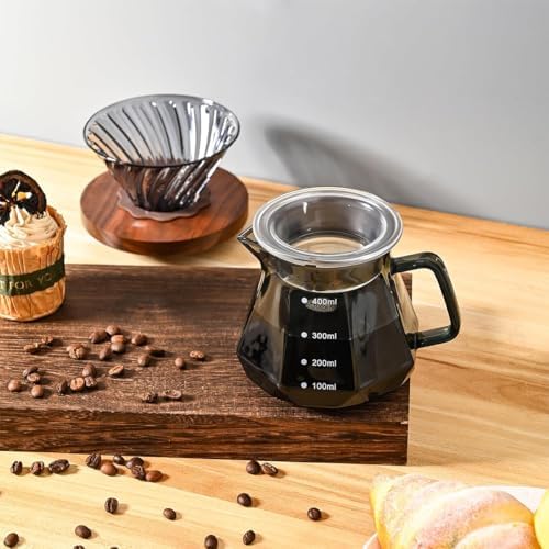 Hand Brewed Glass Coffee Pot with Cover, 400ml / 600ml Glass Pour Over Coffee Maker, Glass Pour Over Coffee Maker with Coffee Dripper for Home, Office (600ml) - Image 7