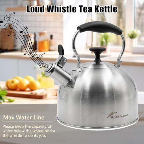 Stainless Steel Tea Kettle, 2.5 Qt Stovetop Teapot, Brushed - Image 6