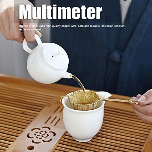 Pure Copper Tea Infuser Strainer, Reusable Loose Leaf Tea Filter, Double - Layer Fine Mesh Design for Home Office Use with Stylish Hand - Woven Hollow Shape - Image 3