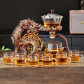 Glass Teapot Set with Infuser Semi Automatic Dragon Tea Set with 6 Small Cups (red golden dragon-b) by zurucily