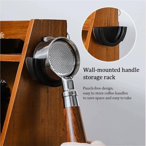 Solid Wood Storage Rack, Wall-Mounted or Countertop Organizer for Coffee Station, Hanging Cabinet for Kitchen and Pantry, Floating Shelf for Mugs, Portafilter and Coffee Accessories(17*33CM(6.7*13IN)) - Image 5