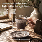 DOWAN 6 oz Espresso Cups with Saucers Set, Porcelain Cappuccino Coffee Cups for Latte, Mocha & Tea, Elegant Ceramic Coffee Cup Set for Home Cafe, Coffee Bar Accessories & Gifts - Image 3