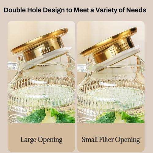 Buaic 2 PACK Glass Pitcher with Lid, 68 oz Vintage Water Carafe for Fridge - Image 3