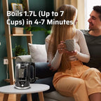 Epsilon 1.7L Glass Electric Kettle – Hot Water Tea Kettle with LED Light, Stainless Steel & Borosilicate Glass, Auto Shut-Off, BPA-Free Electric Teapot, 1100W Fast Boil, Cool Touch - Image 6