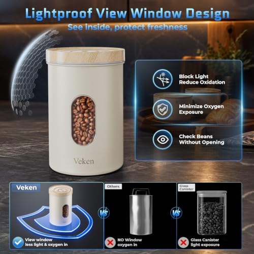 Veken Electric Vacuum Coffee Canister with Window, Auto-Seal Container,19OZ - Image 4