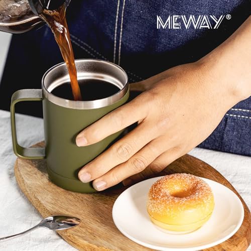 MEWAY 12oz Coffee Mug With Handle 4 Pack Bulk,Stainless Steel Insulated Travel Tumblers With Sliding Lid,Double Wall Vacuum Camping Cup for Hot & Cold Drinks Tea (Multicolor,Set of 4) - Image 6