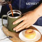 MEWAY 12oz Coffee Mug With Handle 4 Pack Bulk,Stainless Steel Insulated Travel Tumblers With Sliding Lid,Double Wall Vacuum Camping Cup for Hot & Cold Drinks Tea (Army Green,Set of 4) - Image 6