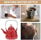 Cabilock Enamel Tea Kettle with Red Polka Dot, Stovetop Teapot 1.1 Qt - Image 3