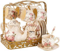 YOLIFE 22 Pcs Tea Sets for Adults, Porcelain Vintage Teaset (Pink Rose) by YOLIFE