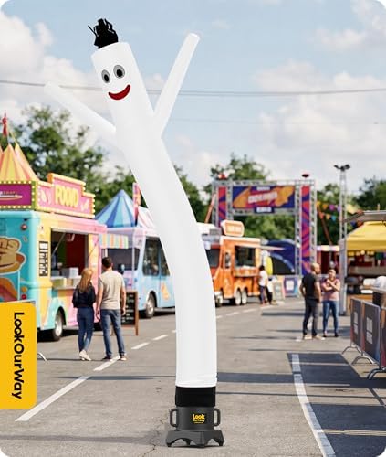 LookOurWay Air Dancers Inflatable Tube Man Attachment - 10 Feet Tall Wacky Waving Inflatable Dancing Tube Guy for Business Promotion - Blower Not Included - White - Image 6