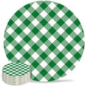 Coasters for Drinks Set of 6, Pastoral Style Deep Green Lattice Ceramic Cup Mat, Absorbent Ceramic Stone Coasters with Cork Base for Coffee, Cups, Wooden Table, Home Decor 4 Inch by Daleng