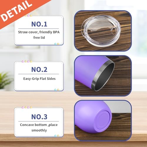 StarSpeed 12oz/8 Pack Insulated Wine Tumbler with Lid,Purple - Image 5