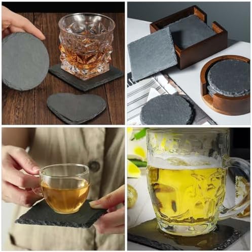12pcs Natural Stone Coasters, Non-Slip Whiskey and Wine Glass Pads - Image 7