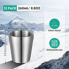 Amyhill 12 Pack Stainless Steel Cups Double Wall Insulated, Silver, 8.8 oz - Image 2