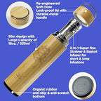 18oz Insulated Bamboo Tea Infuser Bottle for Loose Leaf Tea - Extra Fine Mesh Tea Steeper Basket Infuser with Chain Hook for Teapot Mug Cup Tumbler - Image 3