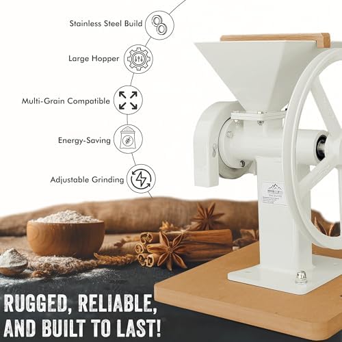 Manual Hand Grain Mill White | Heavy-Duty Hand Operated Food Grinder for Wheat, Corn, Oats, Coffee Beans, Rice & Dry Grains | Hand Crank Kitchen Flour Mill for Home, Camping, Survival & Everyday Use - Image 5