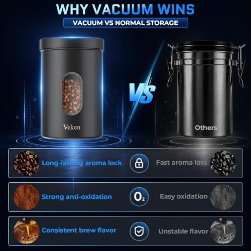 Veken Electric Vacuum Coffee Canister with Window, Auto-Seal Container,19OZ - Image 5