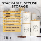 Airtight Tea, Coffee and Sugar Container Set - Stackable Kitchen Canisters - Image 3