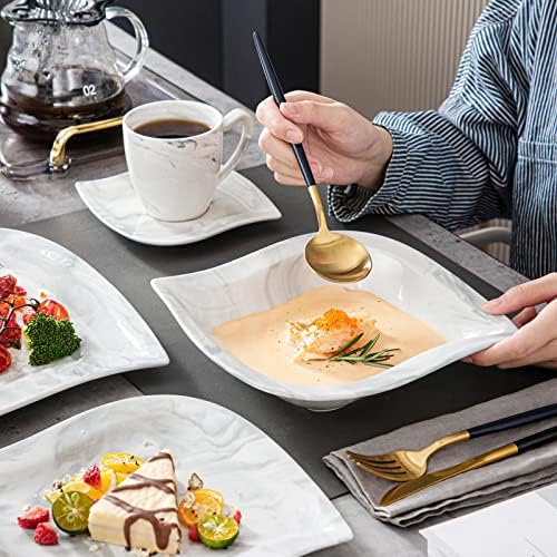MALACASA 30 Piece Porcelain Dinnerware Set, Marble Grey for 6 - Image 5