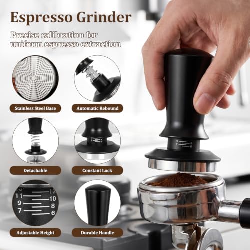 54mm Espresso Accessories Kit, 7-Pcs Barista Tools Set with Calibrated Coffee Tamper, WDT Tool, Espresso Distributor, Dosing Funnel, Puck Screen & Wooden Tamping Station for Home Barista - Image 6