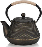 Cast Iron Tea pot, 34oz Japanese Tetsubin Teapot with Infuser for Stove Top, Tea Kettle Coated with Enameled Interior for Loose Leaf and Tea Bags, Ideal for Tea Steeper by DRNKNSTX