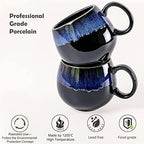 UNICASA Coffee Mugs Set, 18oz Ceramic Jumbo Mugs Set of 4, Porcelain Cereal, Soup Cups with Handles for Coffee, Tea, Milk, Latte and Cocoa, Microwave Safe - Reactive Blue - Image 3