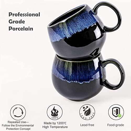 UNICASA Coffee Mugs Set, 18oz Ceramic Jumbo Mugs Set of 4, Porcelain Cereal, Soup Cups with Handles for Coffee, Tea, Milk, Latte and Cocoa, Microwave Safe - Reactive Blue - Image 3