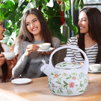 2.3 Quart Vintage Enamel Tea Kettle, Whistling Tea Kettle for Stove Top, Floral Enamel on Steel Teakettle Teapot for Home Kitchen Camping Picnic, Gift for Wedding Housewarming - Image 7