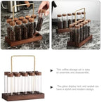 Glass Coffee Bean Storage Tube with Wooden Stand, Sealed Airtight Canister - Image 3