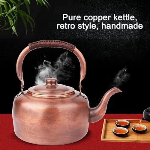 Tea Pot,Kettle Stovetop Whistling Tea Kettle Copper Whistling Tea Kettle Vintage Tea Kettle Whistling Tea Pots Teapot Stovetop with Handle Coffee Pots for Gas Stove Tea Kettle(3L) - Image 7