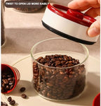 2PCS Glass Coffee Bean Jars, 42OZ Airtight Leak Proof Vacuum Coffee Canister Food Storage Container for Coffee Bean, Sugar, Tea, Nuts - Image 3