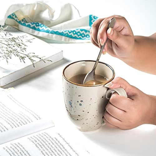 Esfour Ceramic Coffee Mugs Set Of 6, 14 Oz Large Handle Heavy Duty Cups - Microwave Dishwasher Safe - Latte, Cappuccino, Tea, Cocoa, Mocha - Men, Women, Home Office Daily Use, Natural Assorted Colors - Image 5