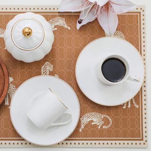White Porcelain 8-Piece Espresso Cup Set - 3.3oz Demitasse Cups - Image 6