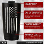 Military Gift Shop 20oz American Flag Tumbler, Insulated Steel USA Coffee Mug with Lid | Disabled Vet Owned Business | Flag 20 oz - Image 3