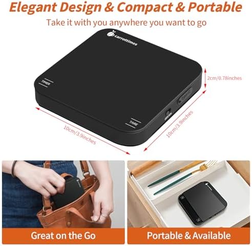 2 Pcs Espresso Cups & Rechargeable Mini Coffee Scale with Timer,3.4OZ/100ML Sliver Stainless Steel Espresso Shots Cup with Handle & 2kg/0.1g Black Coffee Scales - Image 6