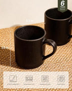 OTAGO Coffee Mugs for 6, 12 oz Mug Set, Unique Handcrafted Reactive Glaze Porcelain Coffee Mugs with Handles, Matte Ceramic Cups for Coffee, Tea, Cocoa & Milk, Black - Image 3