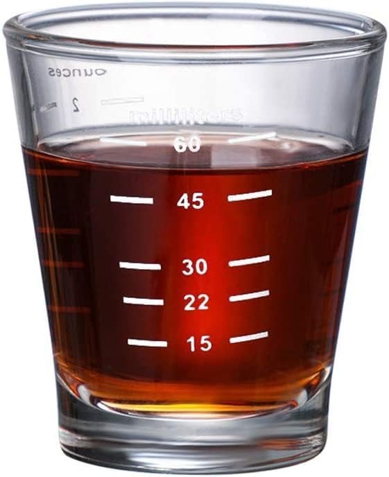 Glass Mug Coffee Cup,2.5oz Espresso Shot Glass Cup Double Spouts Espresso Mug Heat Resistant Mini Measure Glass Extra Small Transparent Coffee Tumbler With Anti-scald Handle 70ml ( Color : B strong Ba by HEAGER