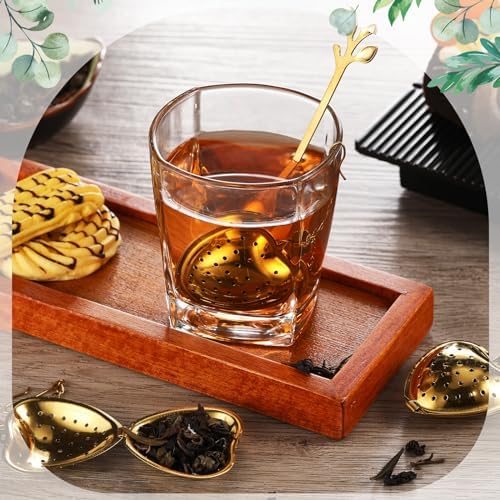 25 Sets Bridal Shower Tea Party Favor for Guest Leaf Tea Spoon,Gold - Image 2