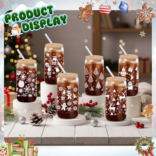 24 Pack Christmas Glass Cups Gifts, 16 oz Xmas Glass Tumbler, Fresh Style - Image 2