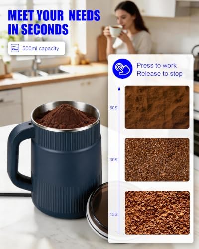 Electric Grain Mill Grinder 500G, 304 Stainless Steel Flour Mill Grinder for Home Use for Dry Grains Spices Coffee Corn Pepper, Ultrafine Grain Household Flour Mill, Kitchen - Image 4