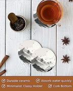 Coasters for Drinks Set of 6, Mountain Peak Sun Eagle Natural Landscape Ceramic Cup Mat, Absorbent Ceramic Stone Coasters with Cork Base for Coffee, Cups, Wooden Table, Home Decor 4 Inch - Image 4