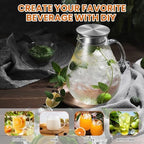 SUSTEAS 3 Litre 101oz Glass Pitcher with Lid and Spout, Handmade Pitcher - Image 5