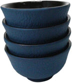 Ebros Gift Pack Of 4 Japanese Traditional Tetsubin Style Rough Textured Surface Mini Cast Iron Tea Cups Teacups Drinkware Tea Service Decorative Accent (Navy Blue) - Image 5