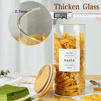 CZSZYGHBAO 5 Pack Glass Jars with Bamboo Airtight Lids - Stackable Food Storage Containers with 132 Pantry Labels - with Wood Lid for Candy, Cookie, Rice, Sugar, Flour, Pasta, Nuts - Image 4