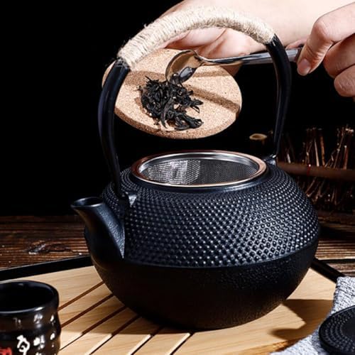 Vintage Cast Iron Teapot with Infuser, Uncoated Retro Tea Kettle - Image 4