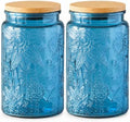 ANSQU 2 Pack Blue Glass Jars with Lids, 34oz Coffee Canister by ANSQU