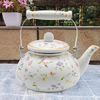 Saihisday Floral Teapot Enamel Afternoon 2.5L Tea Kettle For Stovetop, Large Flowered Tea Kettle with Ceramic Handel for Afternoon Tea Wedding Party Housewarming Gift - Image 7