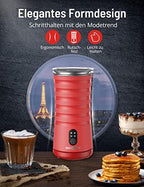 Paris Rhône Electric Milk Frother 4 in 1 Milk Frother for Milk Foam, Warm and Cold, Automatic Milk Container, Non-Slip Design, for Hot Chocolate, Latte, Cappuccino, 400 W, 240 ml, Red - Image 2