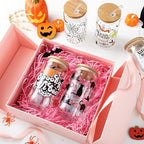 SiliFine 6 Pcs Halloween Glass Cups, 16 oz with Lids and Straws - Image 6